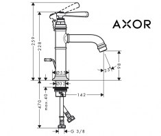 MEDIDAS MONOMANDO LAVABO MONTREUX AXOR